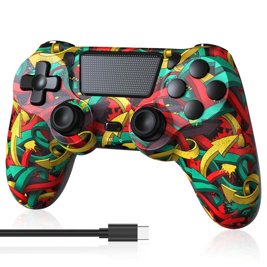 MOOGOLE Wireless PS4 Controller with USB Cable, 1000mAh Battery, Dual Vibration, 6-Axis Motion, 3.5mm Audio Jack, Multicolor