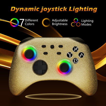 Mytrix Gold Wireless Switch Controller, Pro Controller with Turbo, Motion, Vibration, Joystick RGB, Model: ns-gold