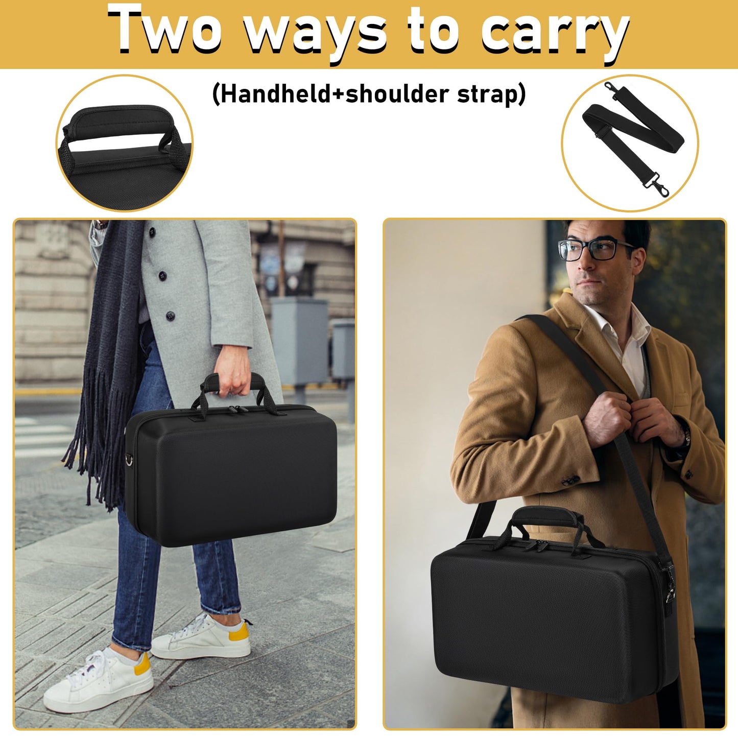 OUUTMEE PS5 Pro Hard Shell Carrying Case - Travel Bag for PlayStation 5 Pro, Games & Accessories - Black, Model V34-Pro