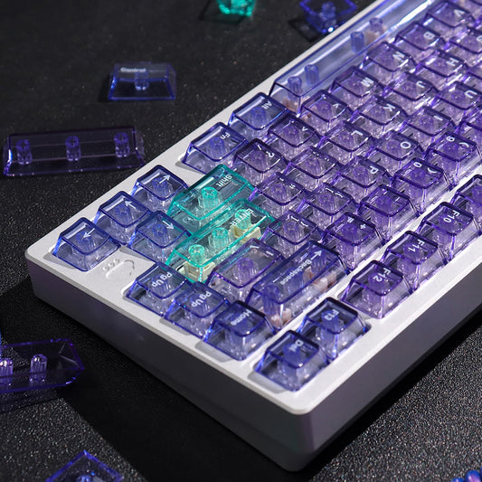 SUEHIODHY stone Clear Keycaps Set  156 Keys Cherry Profile Purple Transparent Keycap  Shine Through Keyboard caps for 60% 65% 75% 100% Backlit Gateron Mx Switches Mechanical Gaming Keyboard