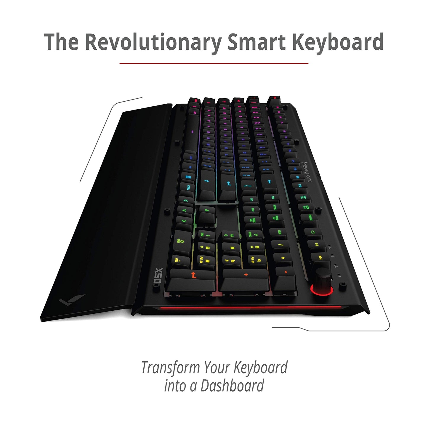Das Keyboard X50Q RGB Mechanical Keyboard - Soft Tactile Switch, Aluminum, 104 Keys, Black, Model DKGKX50P0GZS0USX