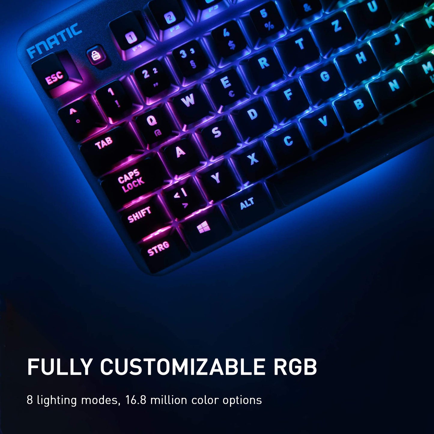 Fnatic miniSTREAK RGB Mechanical Gaming Keyboard - Tenkeyless TKL, Cherry MX Silent Red Switches, Ergonomic Wrist Rest