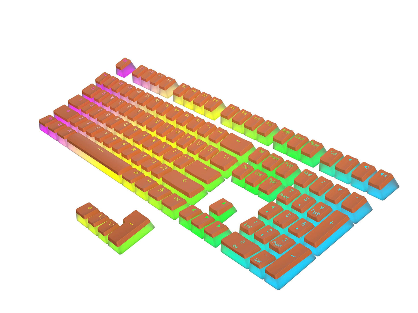 HK Gaming Pudding Keycaps Set - Doubleshot PBT, 112 Keys, ANSI US Layout, Orange, Compatible with Cherry MX, Gateron, Kailh, Outemu