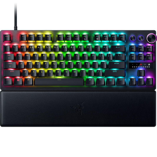 Razer Huntsman V3 Pro TKL Esports Gaming Keyboard: Analog Optical Switches - Razer Snap Tap - Rapid control button - Adjustable Actuation - Media Keys & Dial - Doubleshot PBT Keycaps - Wrist Rest - Black