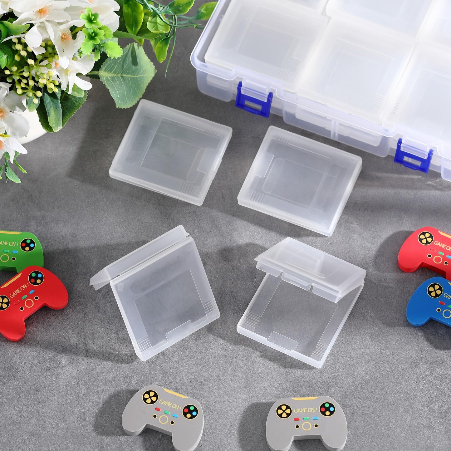 Reallnaive 24 Pcs Transparent Game Case Box - Anti-Dust, Big Storage, 2.5 x 2.8 Inch, Compatible with GBC/GB/GBP, Christmas