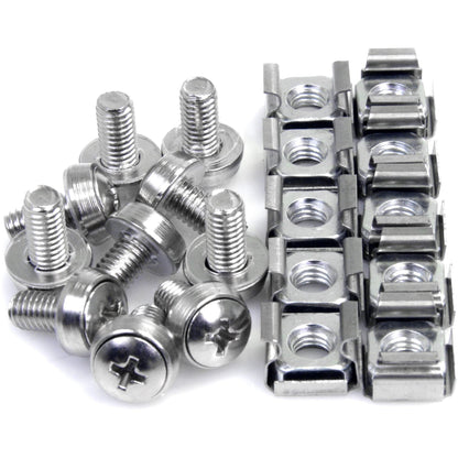 StarTech M6 Cage Nuts and Screws, Stainless Steel, One Size, Silver, Model 2902483