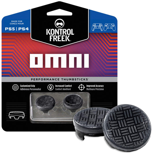 KontrolFreek Omni Performance Thumbsticks for PS4/PS5 - 2 Low-Rise Concave, Black, Model BLA-8700-PS5