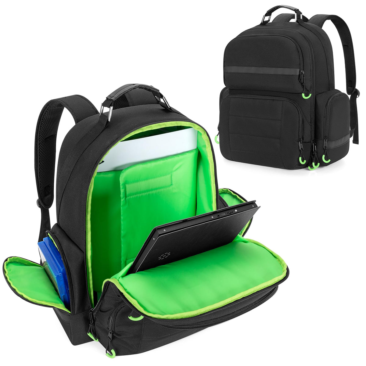 PGmoon Console Backpack Compatible with PS5/PS5 Pro/PS5 Slim  Tpartyl Carrying Case Bag with Protective Liner  Fits 15.6 Laptop  Controllers and Most Gaming Accessories (registered design Design)