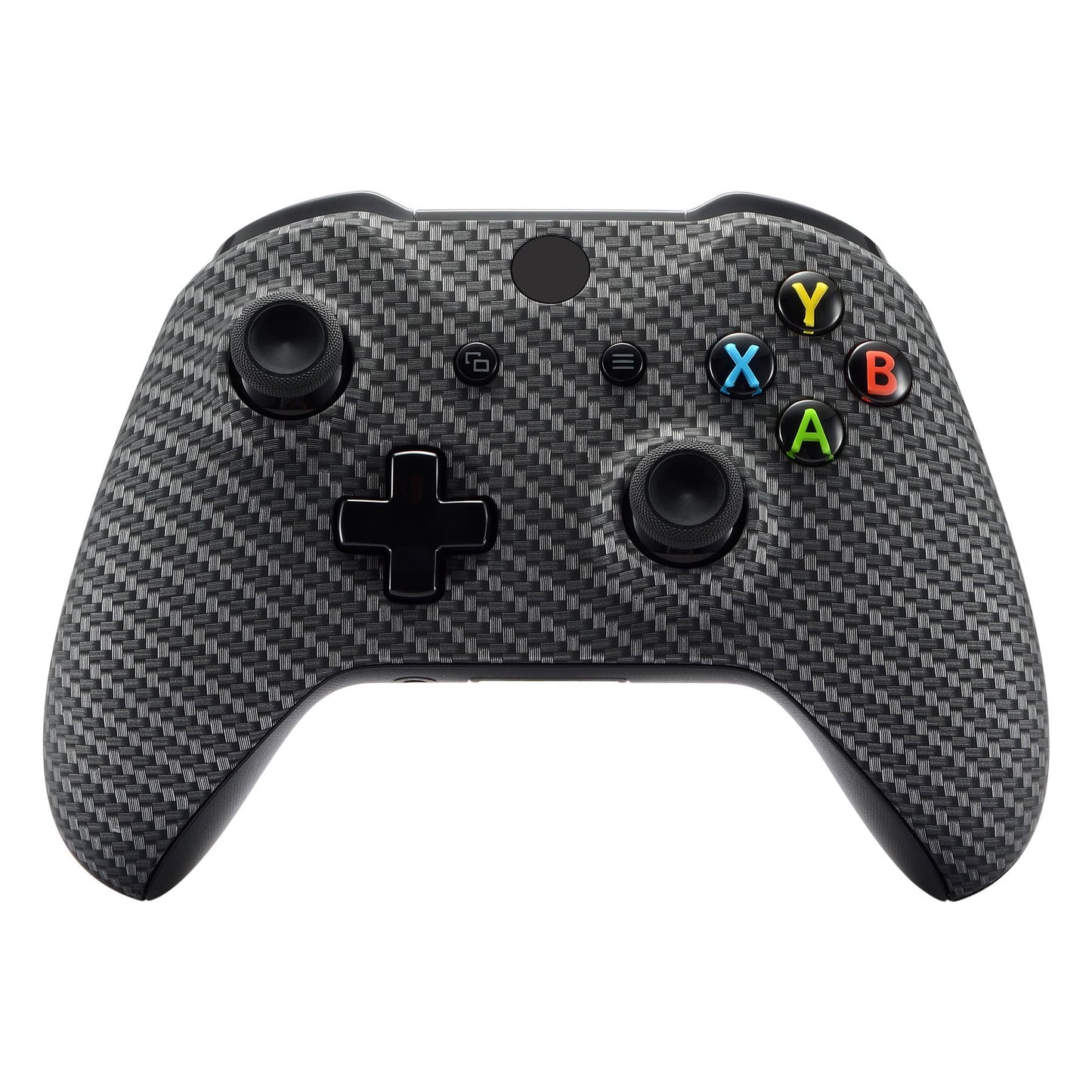 eXtremeRate Black Silver Carbon Fiber Faceplate Cover for Xbox One Wireless Controller 1708  Soft Touch Custom Front Housing Shell Case for Xbox One X & One S Controller