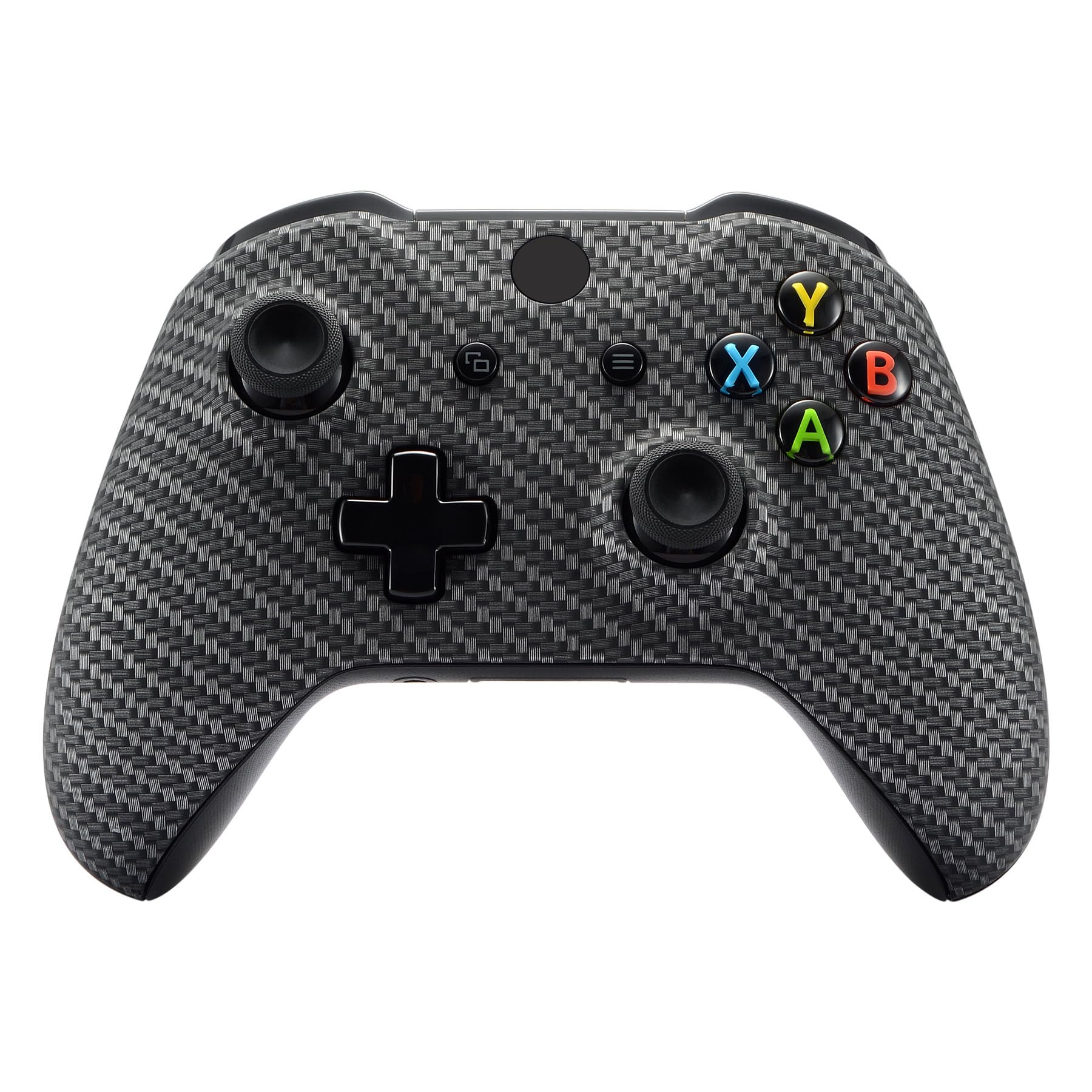 eXtremeRate Black Silver Carbon Fiber Faceplate Cover for Xbox One Wireless Controller 1708  Soft Touch Custom Front Housing Shell Case for Xbox One X & One S Controller