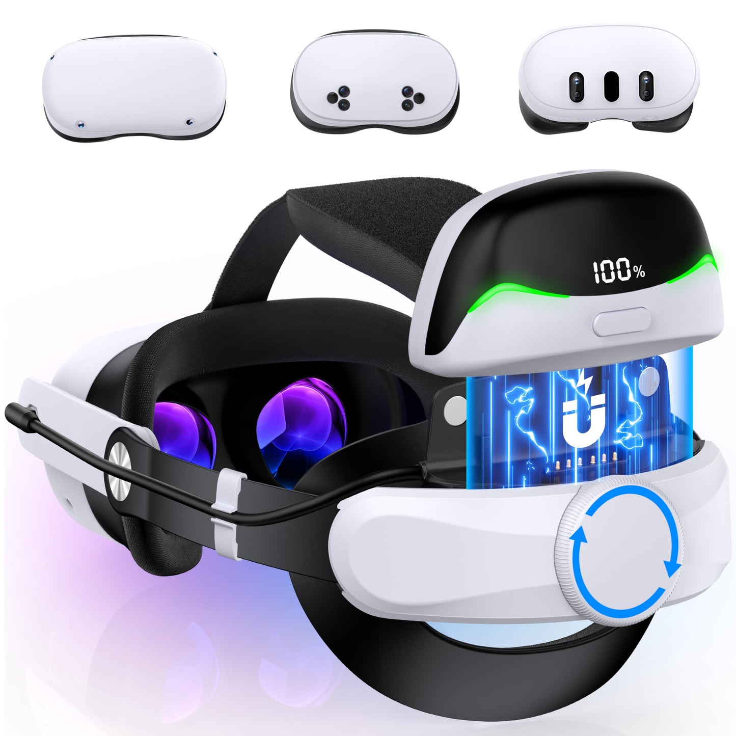 Head Strap for Meta Quest 3S/3/2 with Upgraded Soft Cushion Pad / 6700mAh Battery  - Adjustable Comfortable Lightweight VR Headset Strap  VR Accessories Enhanced Support  Elite Strap Replacement
