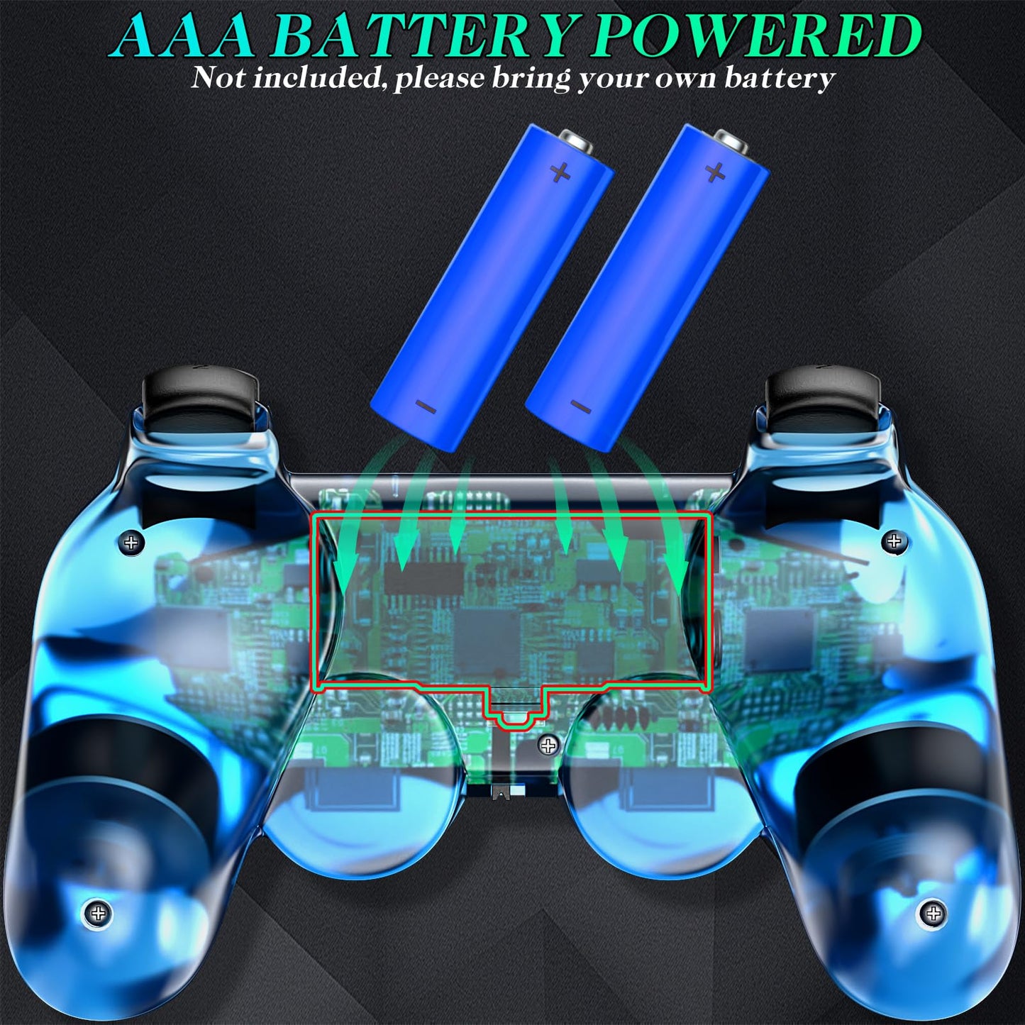 Degulan Wireless Controller for PS-2 Console - ClearRed & ClearBlue Gamepad