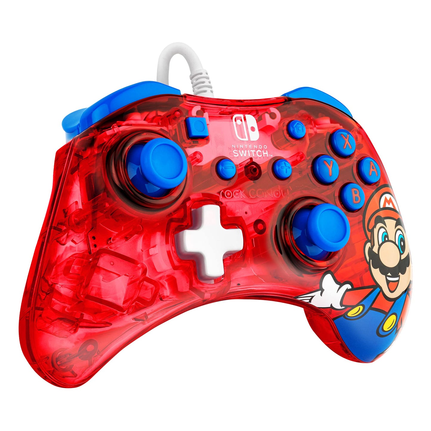 PDP Gaming Rock Candy Wired Controller for Nintendo Switch - Mario Punch, Officially Licensed, Compatible with Lite/OLED, Model 500-181-NA-MAR