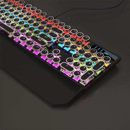 MageGee Typewriter Mechanical Gaming Keyboard, RGB Backlit, Blue Switches, Retro Round Keycaps, Black Finish for Windows, Laptop, PC, Mac