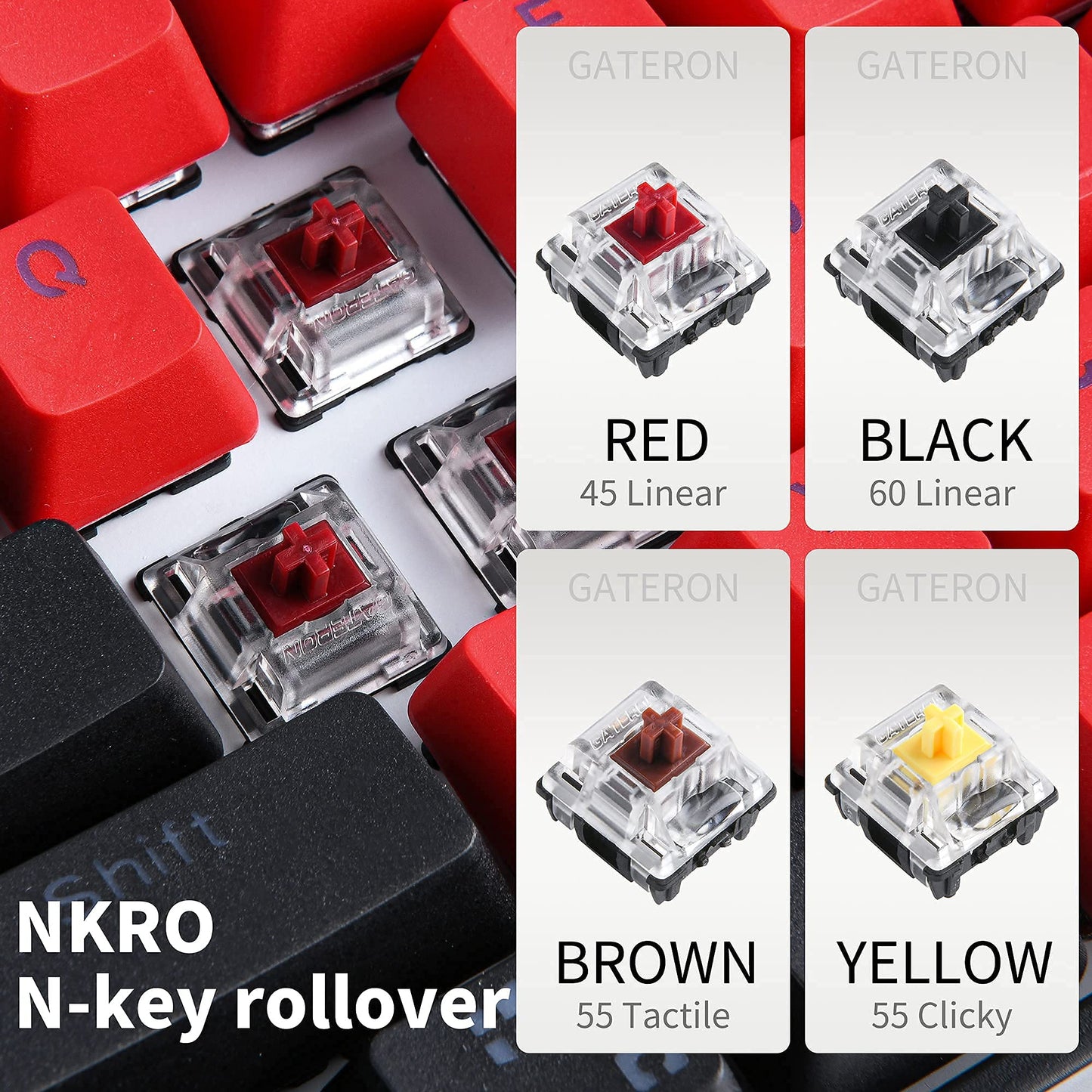 Guffercty kred SK61 60% Mechanical Keyboard, Gateron Optical Red Switch, RGB Backlit, Hot Swappable, Type-C for Win/PC/Mac