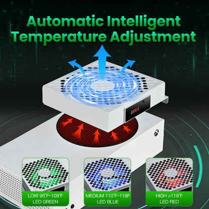 DEPGI Cooling Fan for Xbox Series S - Automatic Speed Adjustment, LED Display, Low Noise, RGB LED, White