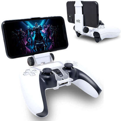ADZ PS5 Controller Phone Mount Holder - Smart Clamp for PS5 Dualsense, White, Model ADZPS5-002