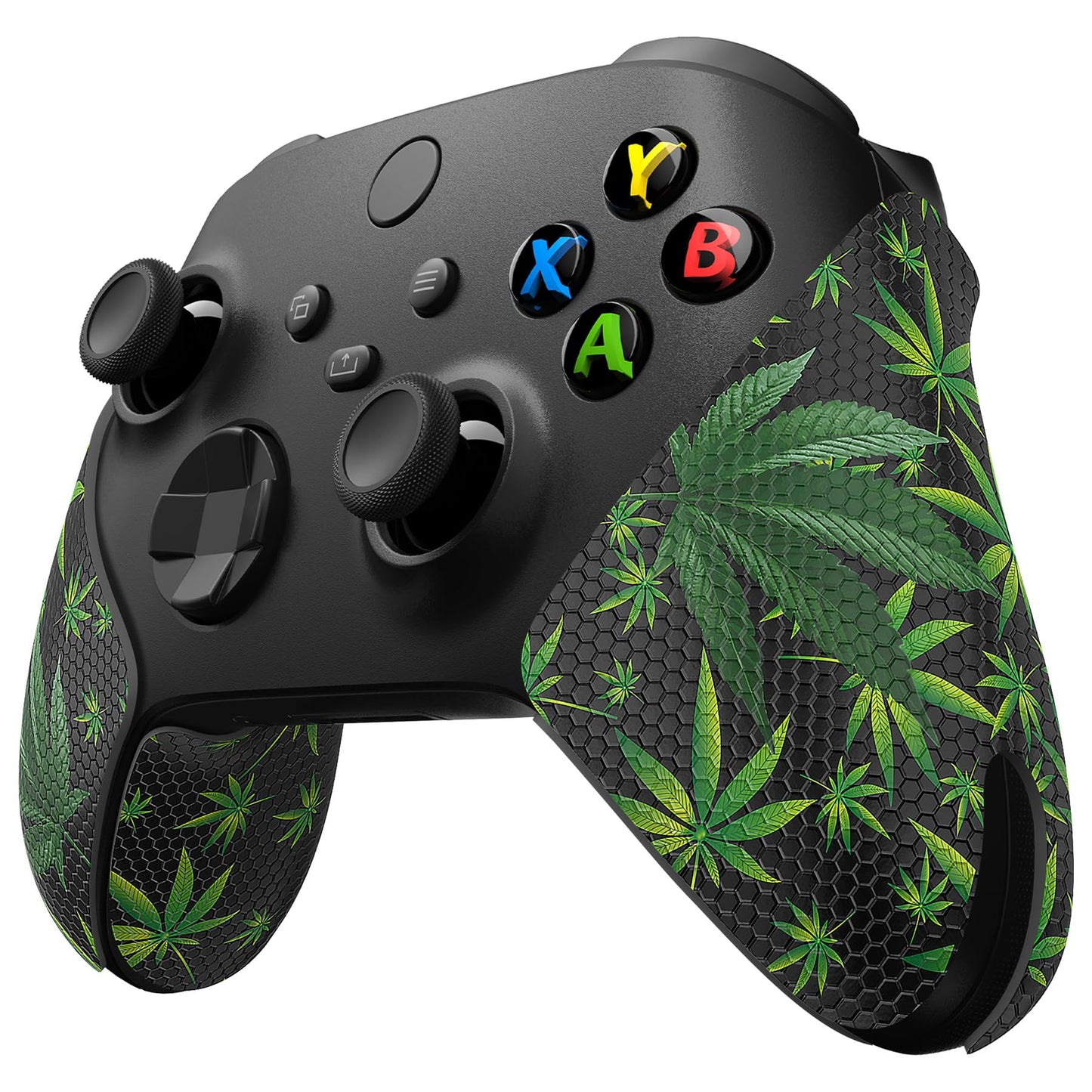 eXtremeRate PlayVital Anti-Slip Sweat-Absorbent Controller Grip for Xbox Core Wireless Controller  Professional Textured Soft Rubber Pads Handle Grips for Xbox Series X/S Controller - Green Weeds
