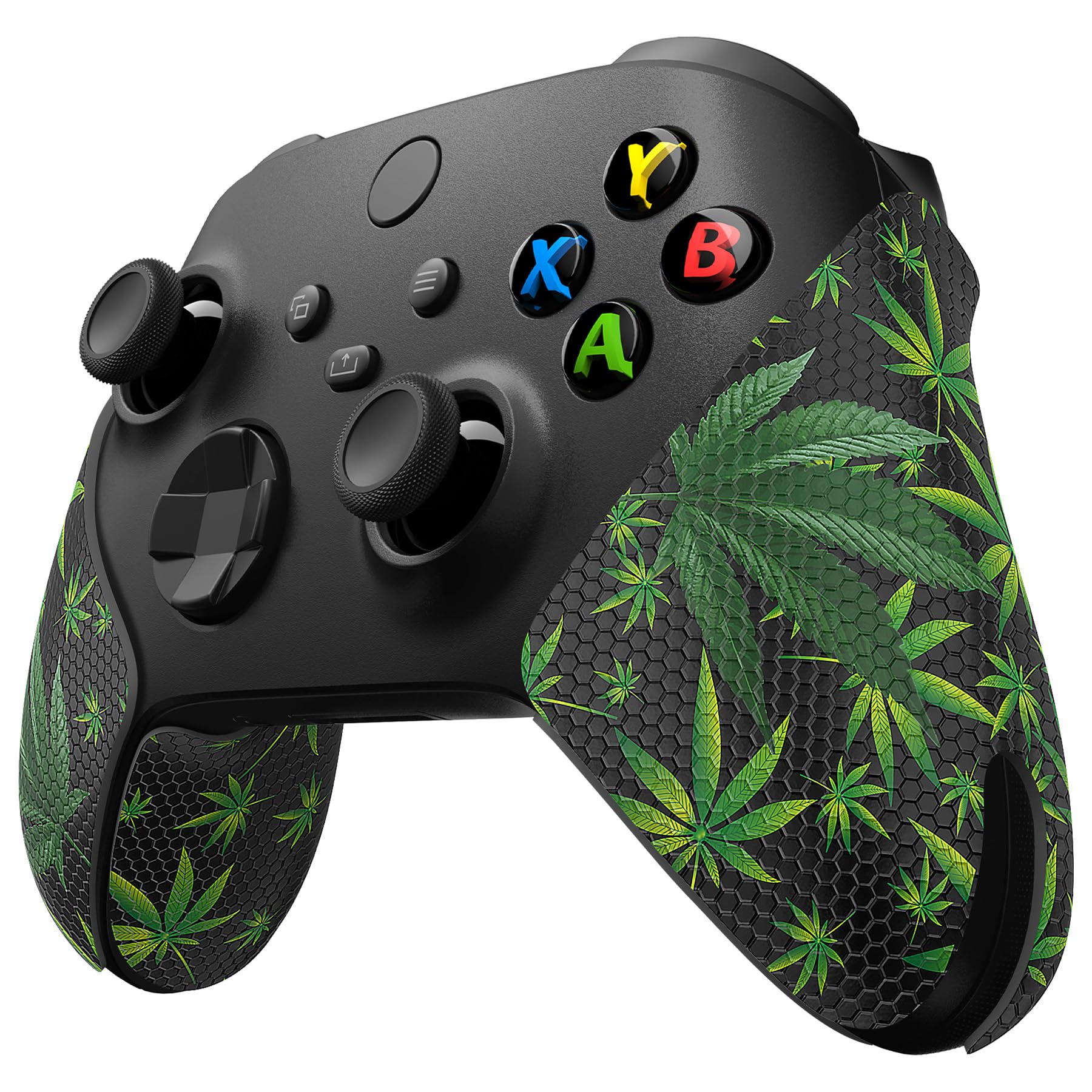 eXtremeRate PlayVital Anti-Slip Sweat-Absorbent Controller Grip for Xbox Core Wireless Controller  Professional Textured Soft Rubber Pads Handle Grips for Xbox Series X/S Controller - Green Weeds