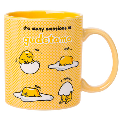 Silver Buffalo Ceramic Mug - Gudetama Many Emotions - 20 Ounces - Model GUD20334