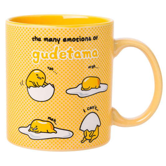 Silver Buffalo Ceramic Mug - Gudetama Many Emotions - 20 Ounces - Model GUD20334