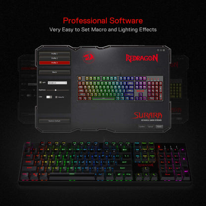 Redragon K582 RGB Mechanical Gaming Keyboard, 104 Keys, Linear Red Switch, 16.8M RGB Backlight, Black