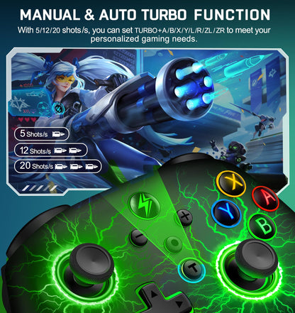 AXYBCOOL Wireless Switch Controller - Motion Control, Vibration, Turbo - Lightning Size, Black-Colorful, Model B01