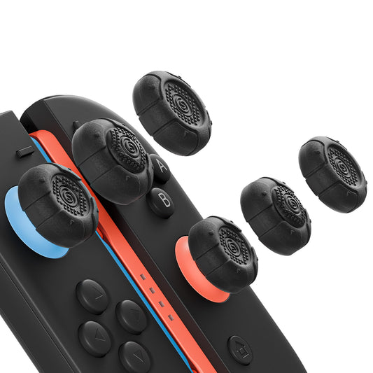 GeekShare G.S.Tac Edge Switch 2 Silicone Thumb Grip Caps Set  Anti-Slip Joystick Cover Caps Compatible with Switch 2 2025  3 Pairs / 6 pcs - Black