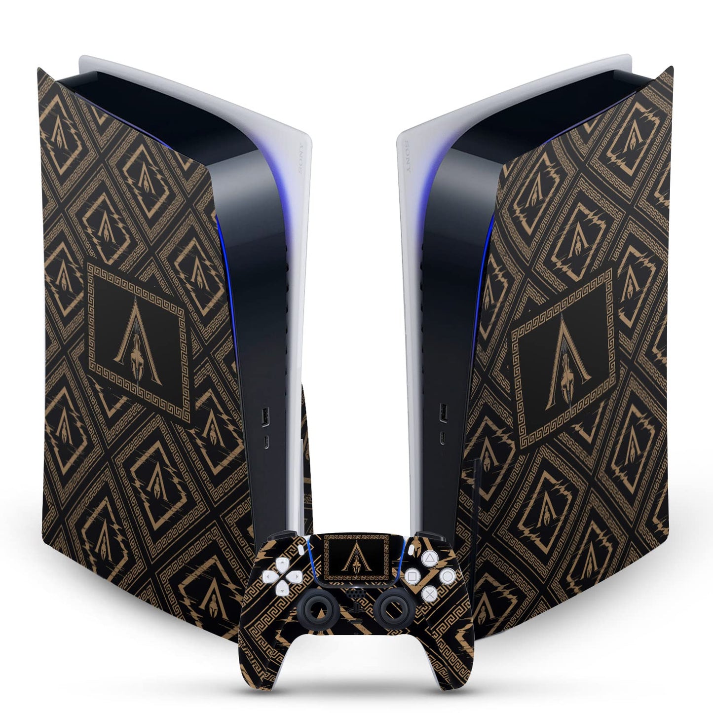 Head Case Designs Officially Licensed Assassins Creed Crest & Broken Spear Odyssey Artwork Vinyl Faceplate Gaming Skin Decal Compatible With Sony PlayStation 5 PS5 Disc Console & DualSense Controller