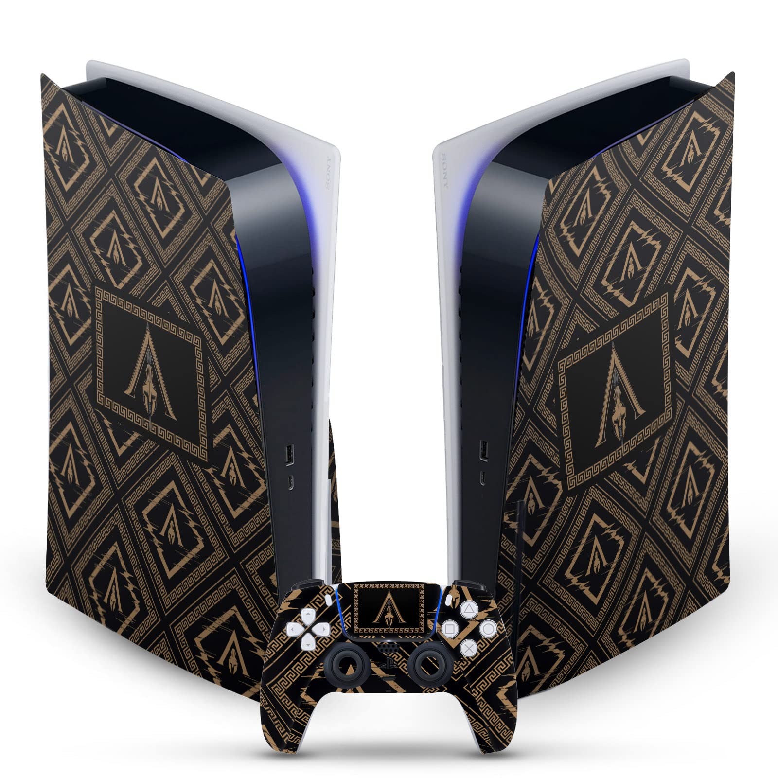 Head Case Designs Officially Licensed Assassins Creed Crest & Broken Spear Odyssey Artwork Vinyl Faceplate Gaming Skin Decal Compatible With Sony PlayStation 5 PS5 Disc Console & DualSense Controller