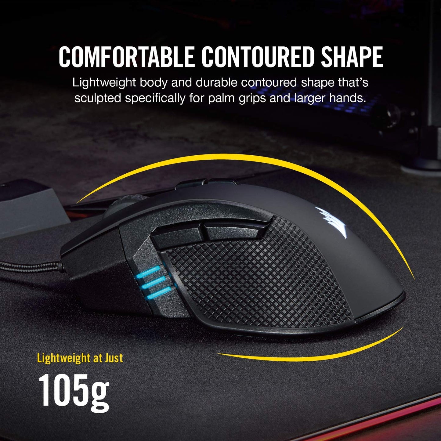 Corsair Ironclaw RGB Gaming Mouse - 18,000 DPI Optical Sensor - Backlit RGB LED - Black (Renewed)