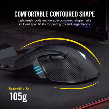 Corsair Ironclaw RGB Gaming Mouse - 18,000 DPI Optical Sensor - Backlit RGB LED - Black (Renewed)
