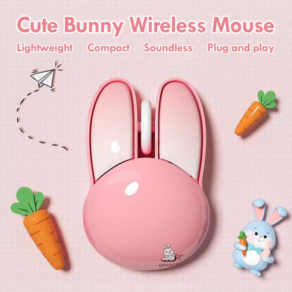 Lomiluskr Wireless Bunny Mouse - Lightweight, Soundless, 2.4G, Pink Kawaii Design for Girls and Kids
