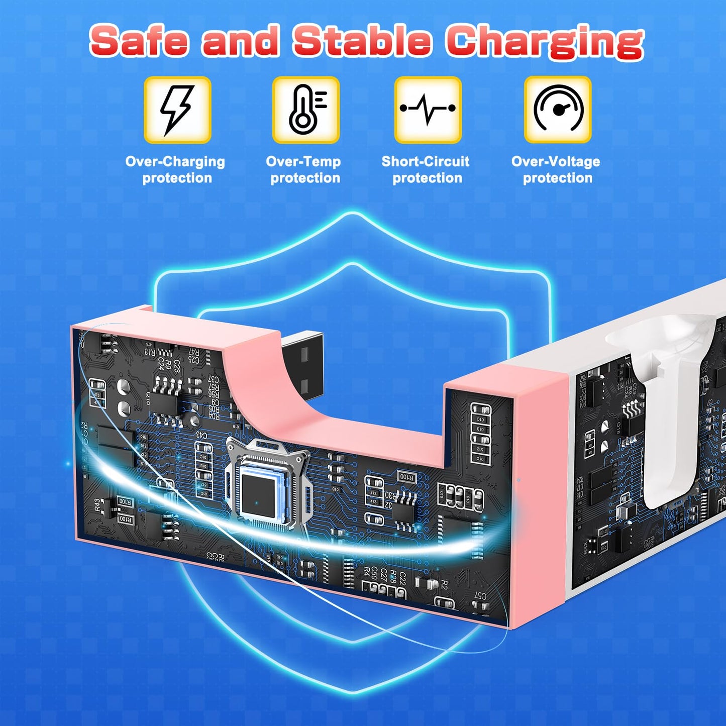 Klipdasse Charging Dock for Nintendo Switch & OLED, Pink-White, Charges 4 Joy-con Handles, Includes Indicator Light