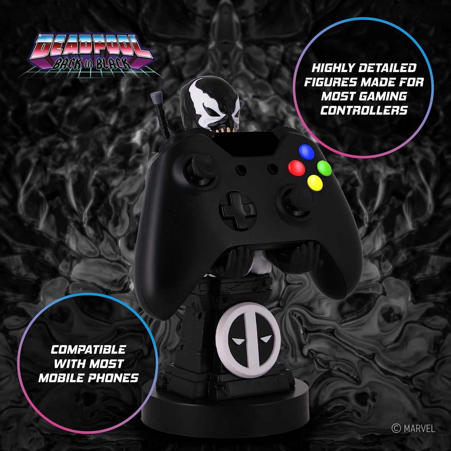 Cable Guys Deadpool "Back In Black" Controller & Smartphone Holder - Black, Model CGCAMR300230