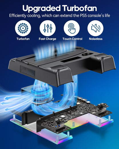 OIVO PS5 Cooling Stand & Controller Charger, 3-Level Fan, Black, Model IV-P5235