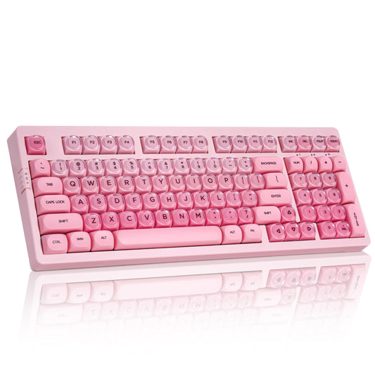 ZORNHER ZH980 Foundation Mechanical Keyboard 95% Pink Creamy Keyboard with Number Pad Cute Jelly MOA Profile Keycaps Creamy Sounding Linear Switches Hot-Swappable RGB Backlit