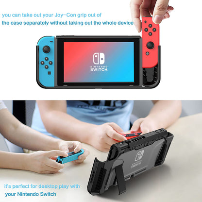 PiMivco Dockable Case for Nintendo Switch - TPU Grip Cover, Shock-Absorption, Anti-Scratch, Black, Model KD-1GFA-25CT