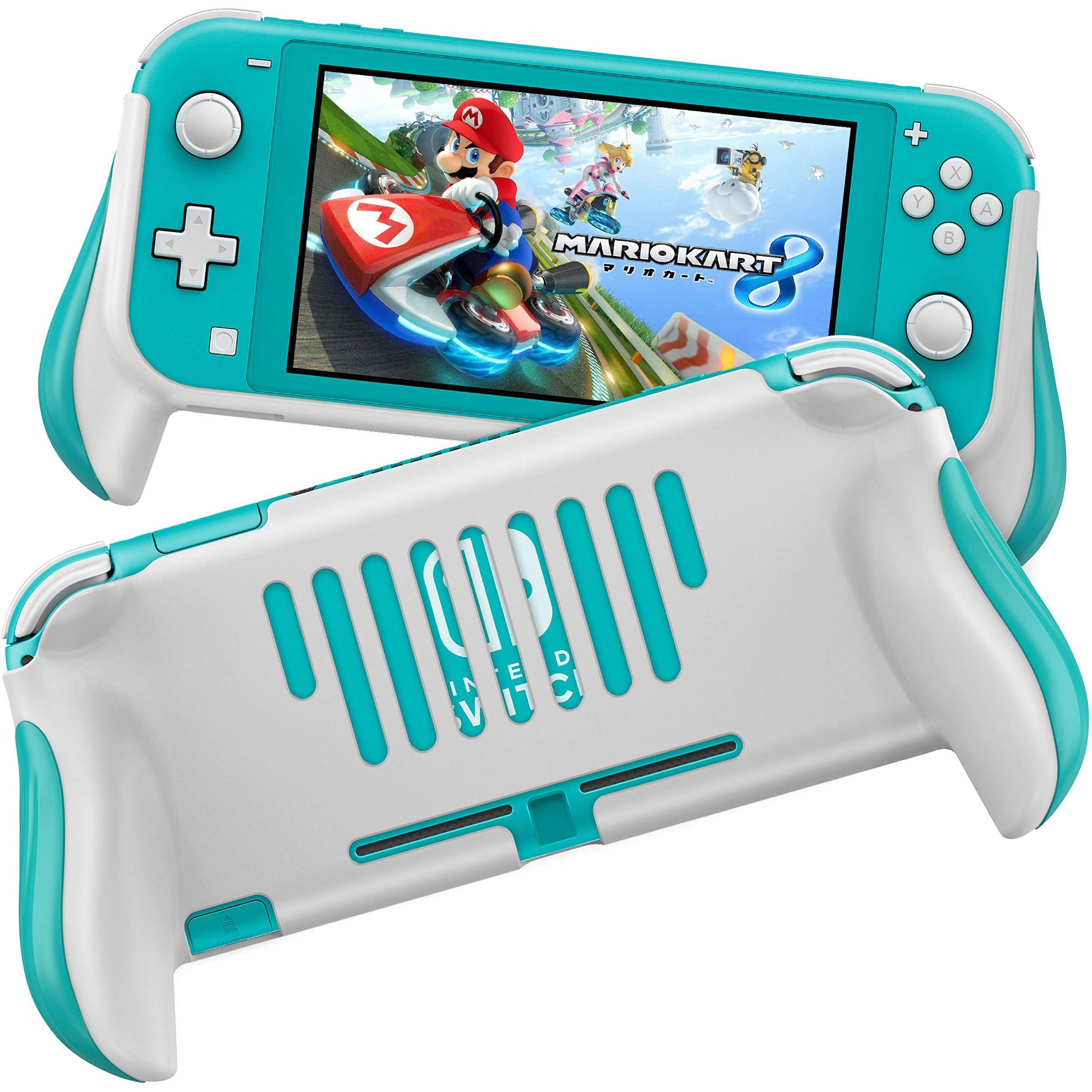 MEQI Grip Case for Nintendo Switch Lite - Ergonomic, Protective Cover, Turquoise, Model US-NSLGC02, Comfortable Design