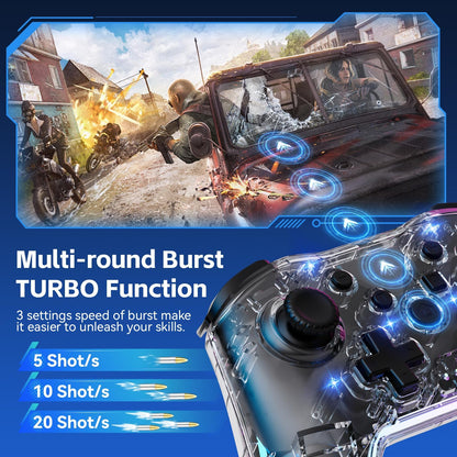 Comdigio Wireless Switch Controller - Ergonomic Gamepad with Joystick, NFC/Wake-Up, Cyan, Model Comgamepad004