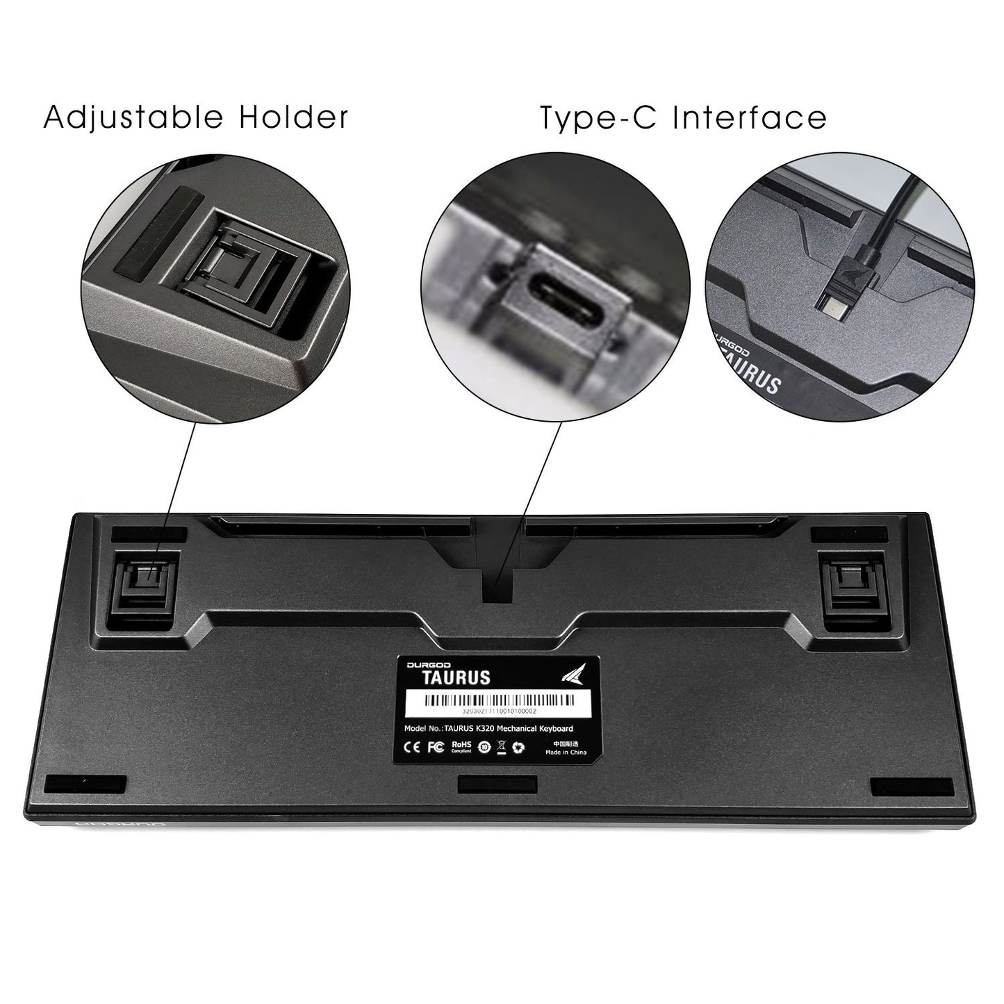 DURGOD Taurus K320 Mechanical Keyboard - Cherry MX Red, 87 Keys, Wired, Anti-ghosting, Haze Blue for PC/Laptop