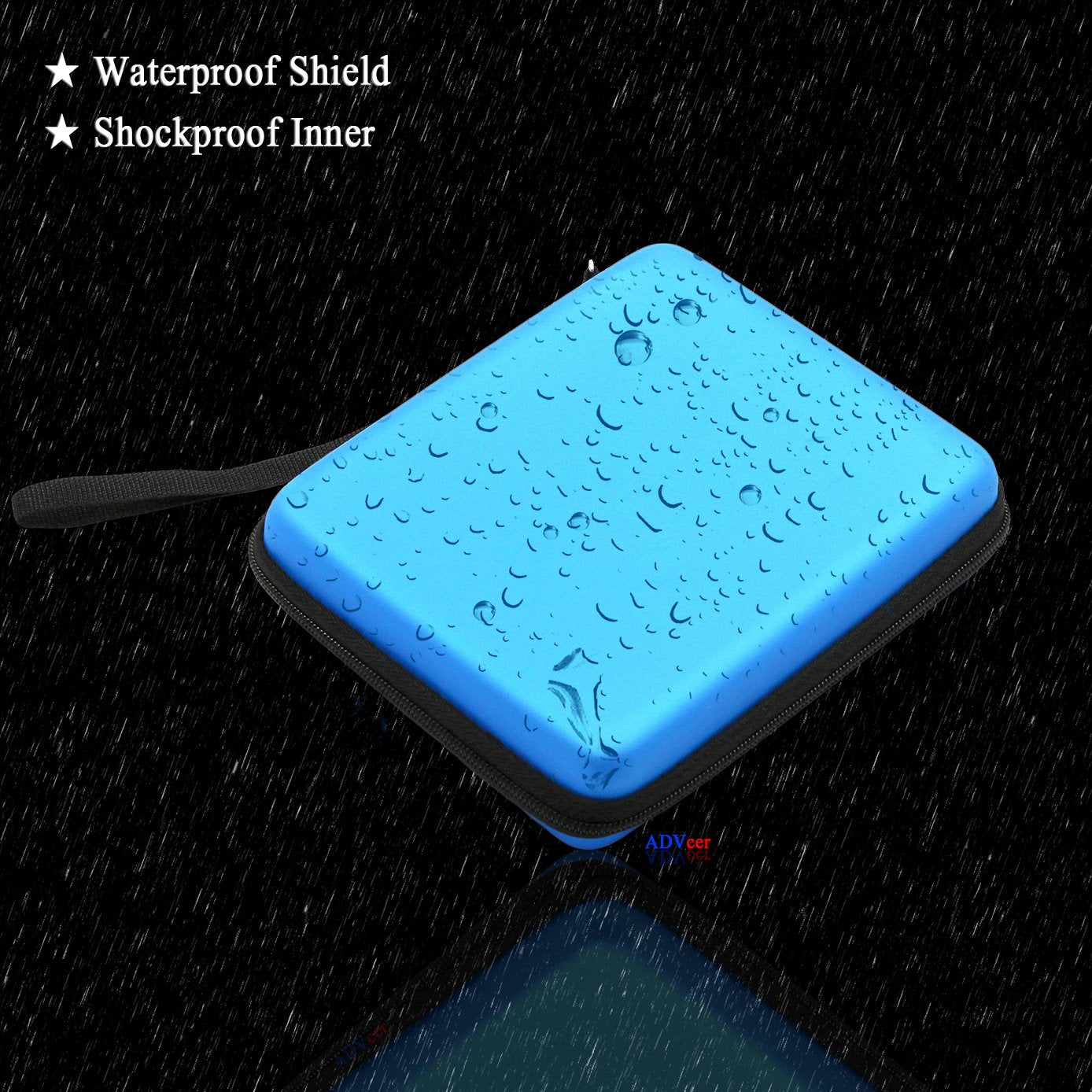 ADVcer 2DS Case - EVA Waterproof Hard Shield, Double Zipper, Blue, Model ADV_2DS_Case_BU