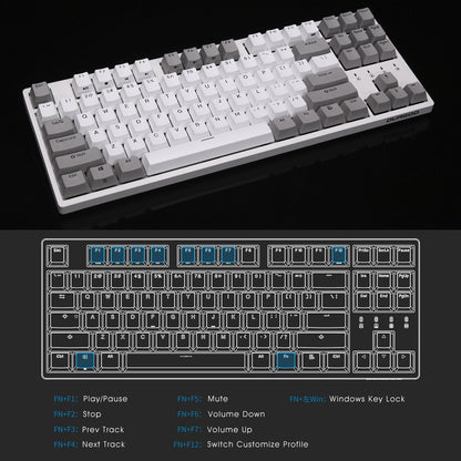 DURGOD Taurus K320 TKL Mechanical Gaming Keyboard - 87 Keys, NKRO, USB Type C, Cherry Red Switches, White
