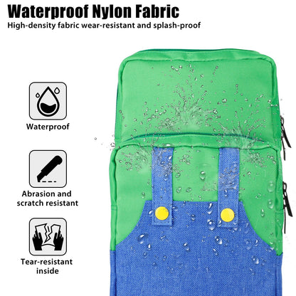 Vadaxx Cute Travel Bag for Nintendo Switch, Large Green Sling Backpack, Waterproof Crossbody Case for NS SD Console & Accessories