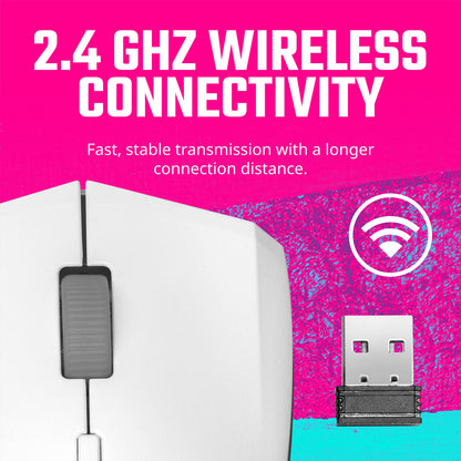 Cooler Master MM311 Wireless Gaming Mouse - 10,000 DPI, RGB Lighting, White, 1.6"x2.8"x4.9", Optical Sensor, 2.4GHz