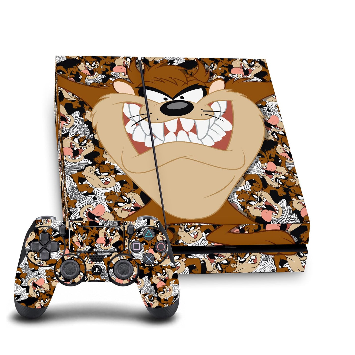 Head Case Designs Officially Licensed Looney Tunes Tasmanian Devil Graphics and Characters Vinyl Gaming Skin Decal Compatible With Sony PlayStation 4 PS4 Console and DualShock 4 Controller Bundle