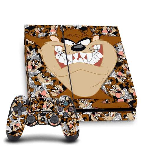 Head Case Designs Officially Licensed Looney Tunes Tasmanian Devil Graphics and Characters Vinyl Gaming Skin Decal Compatible With Sony PlayStation 4 PS4 Console and DualShock 4 Controller Bundle