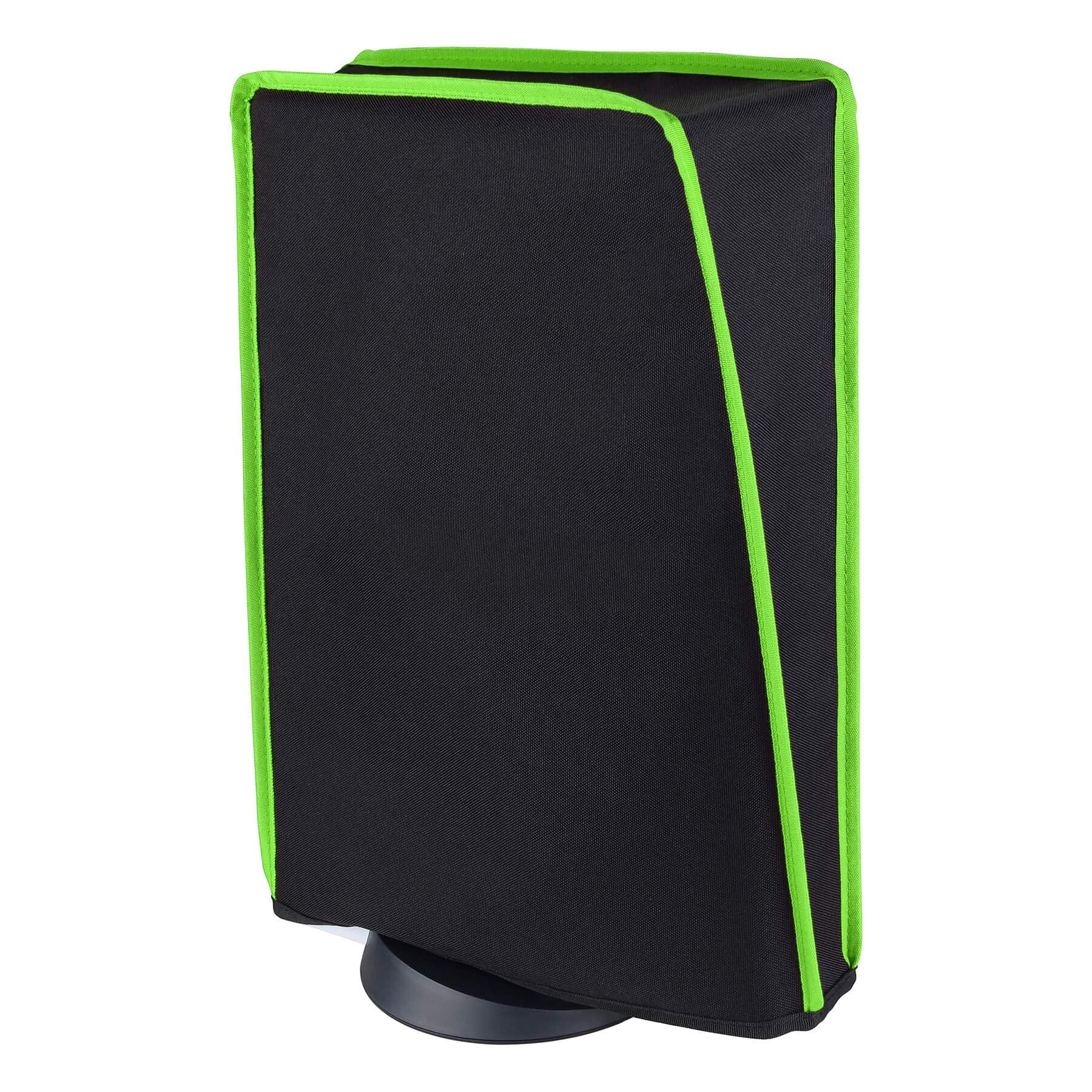 PlayVital Black Nylon Dust Cover for PS5  Soft Neat Lining Dust Guard for PS5 Console  Anti Scratch Waterproof Cover Sleeve for ps5 Console Digital Edition & Disc Edition - Neon Green Trim