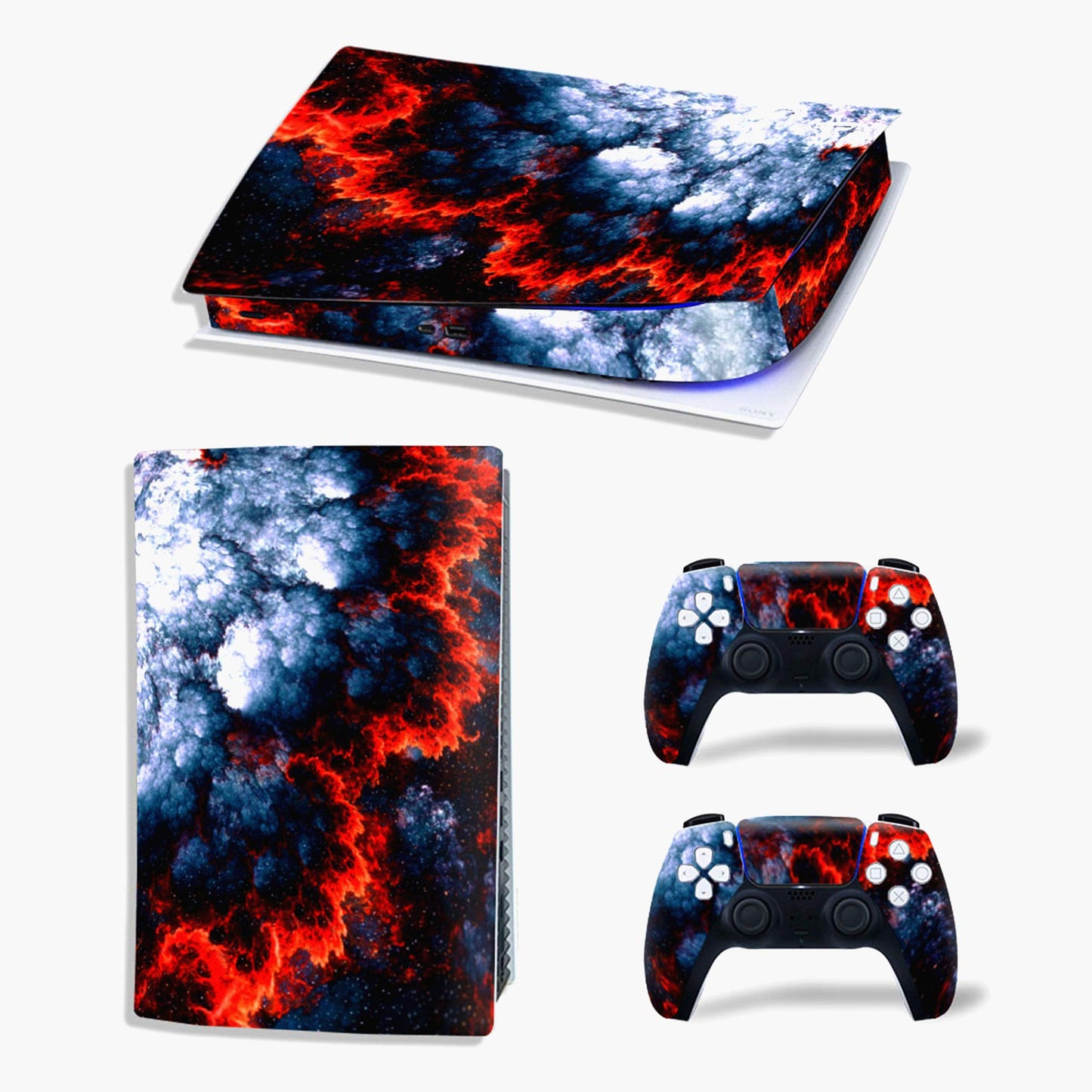 Ps5 Stickers Full Body Vinyl Skin Decal Cover for PlayStation 5 Digital Edition Console Controllers (Digital Edition  Colorful fire)