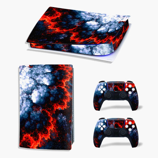 Ps5 Stickers Full Body Vinyl Skin Decal Cover for PlayStation 5 Digital Edition Console Controllers (Digital Edition  Colorful fire)